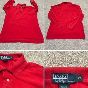 vintage Polo by Ralph Lauren mens red long sleeve polo shirt sz X-Large cotton